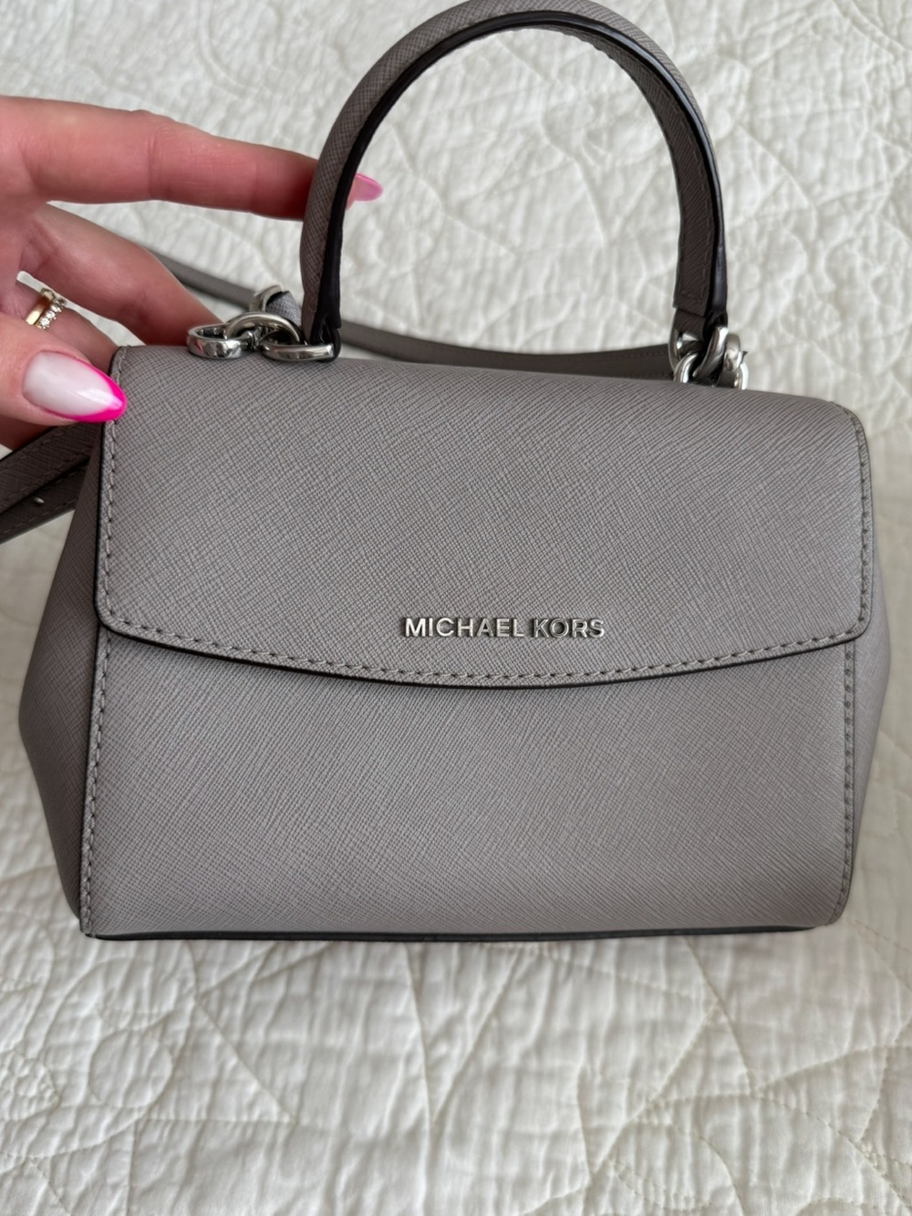 Michael Kors Taupe Saffiano Mini Top-Handle Bag